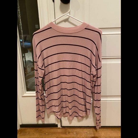 Pink Rose Valentines Long Sleeve Stripped T-Shirt - Picture 1 of 3
